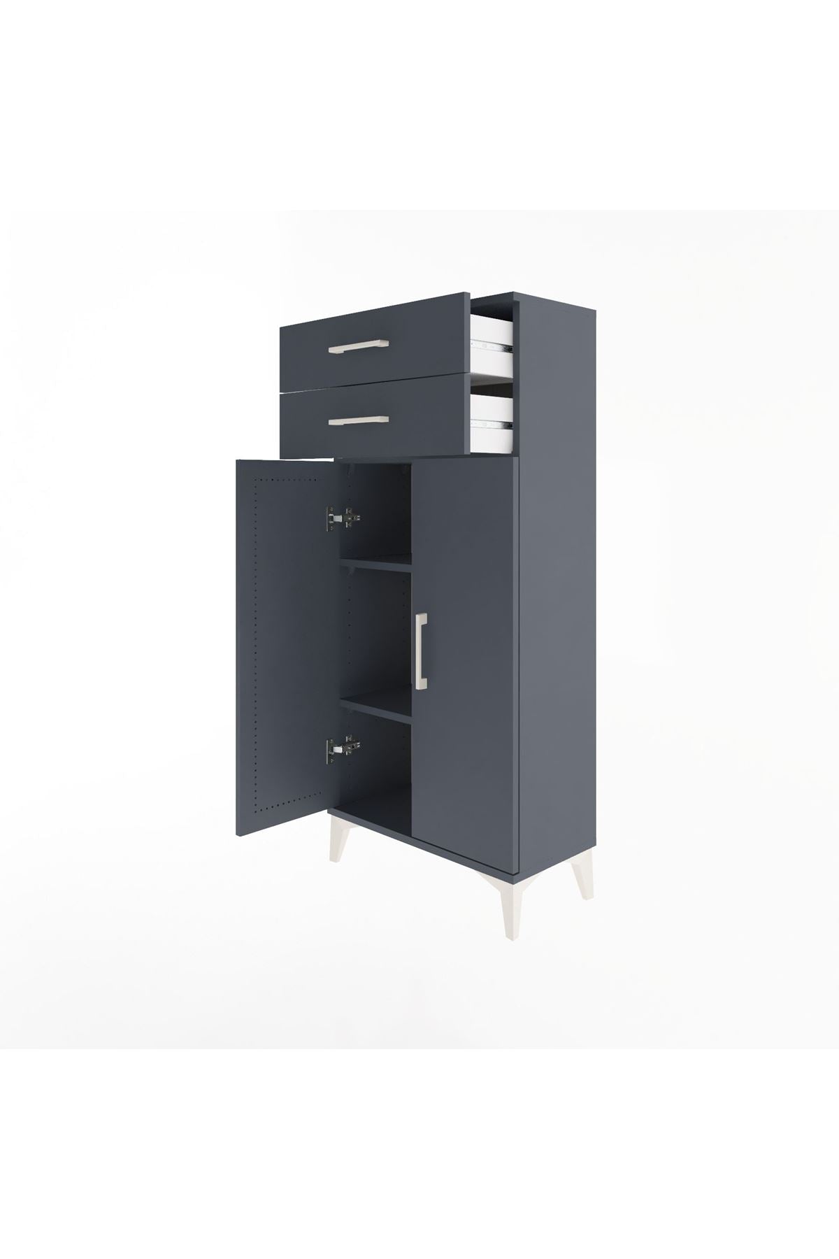 Arges Dolap 2 Raflı 2 Çekmeceli 2 Kapaklı 60x30x134 - S17M115V5A