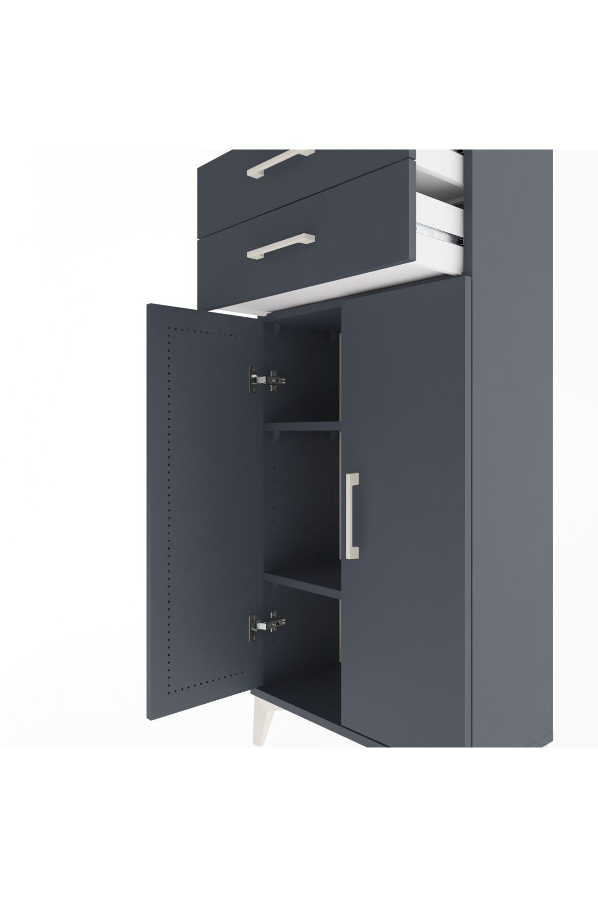 Arges Dolap 2 Raflı 2 Çekmeceli 2 Kapaklı 60x30x134 - S17M115V5A