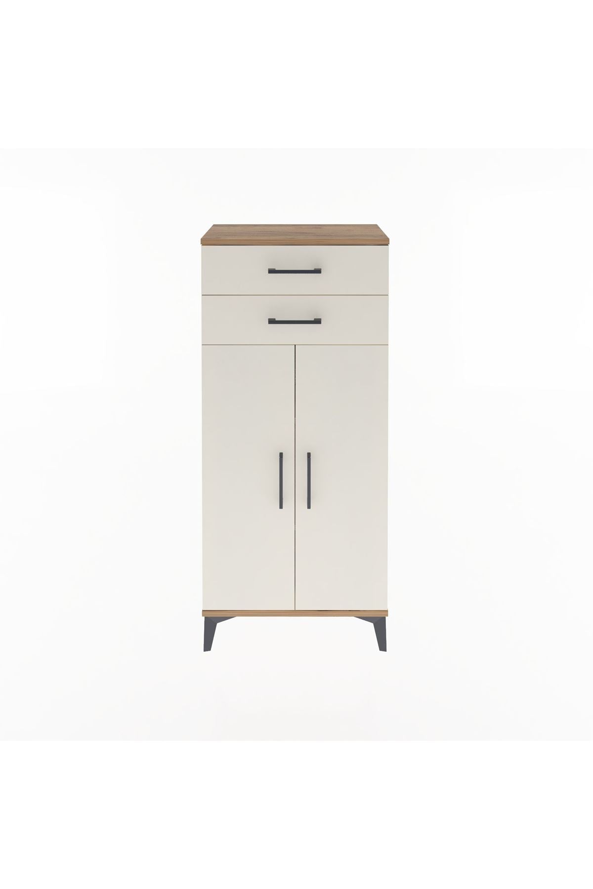 Arges Dolap 2 Raflı 2 Çekmeceli 2 Kapaklı 60x30x134 - S17M115V7A