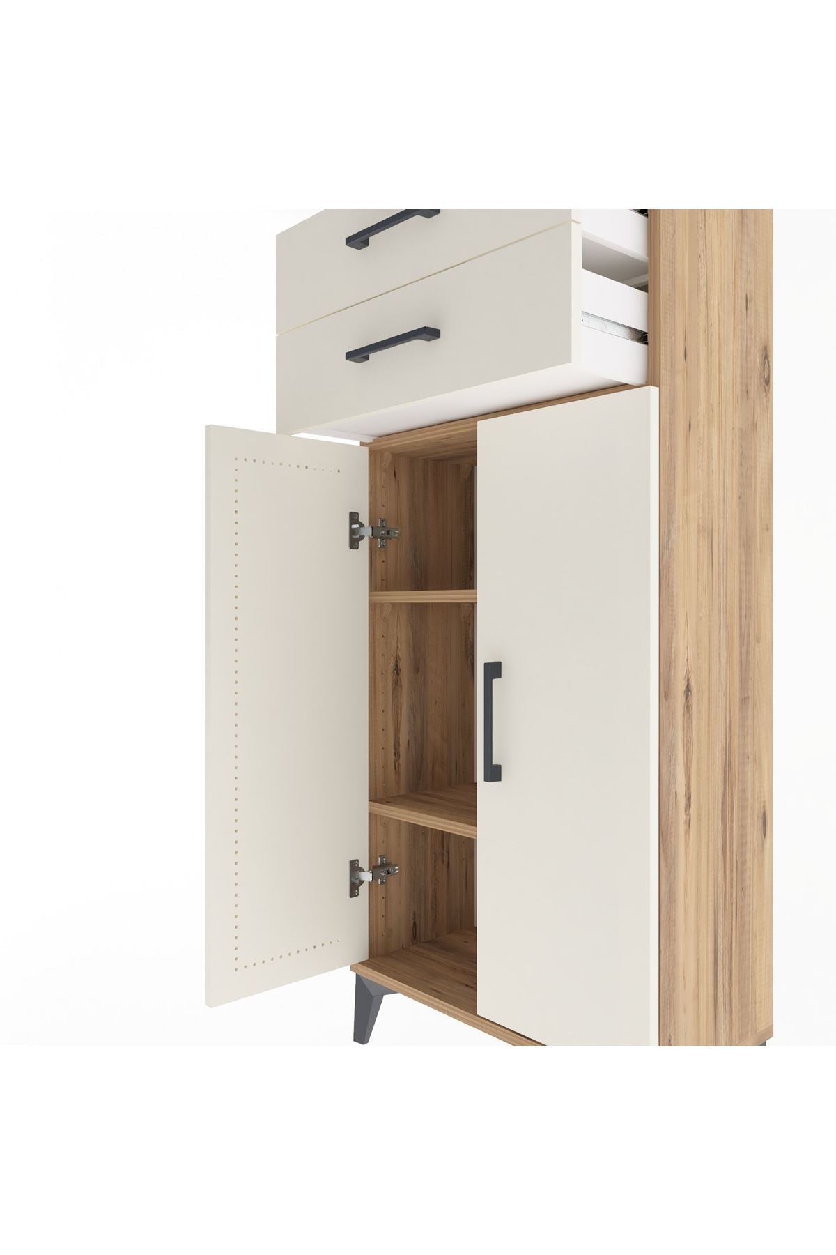 Arges Dolap 2 Raflı 2 Çekmeceli 2 Kapaklı 60x30x134 - S17M115V7A