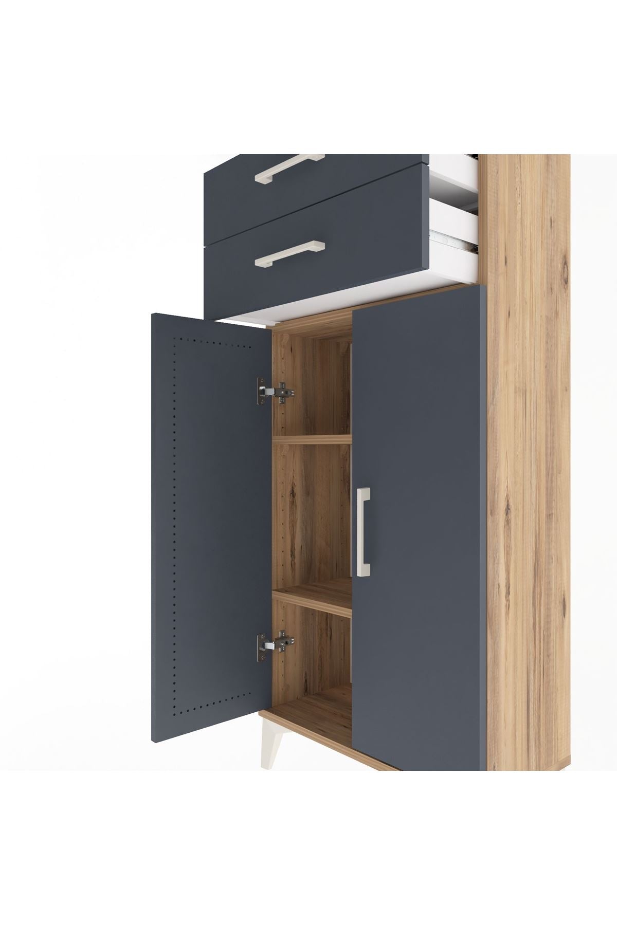 Arges Dolap 2 Raflı 2 Çekmeceli 2 Kapaklı 60x30x134 - S17M115V8A