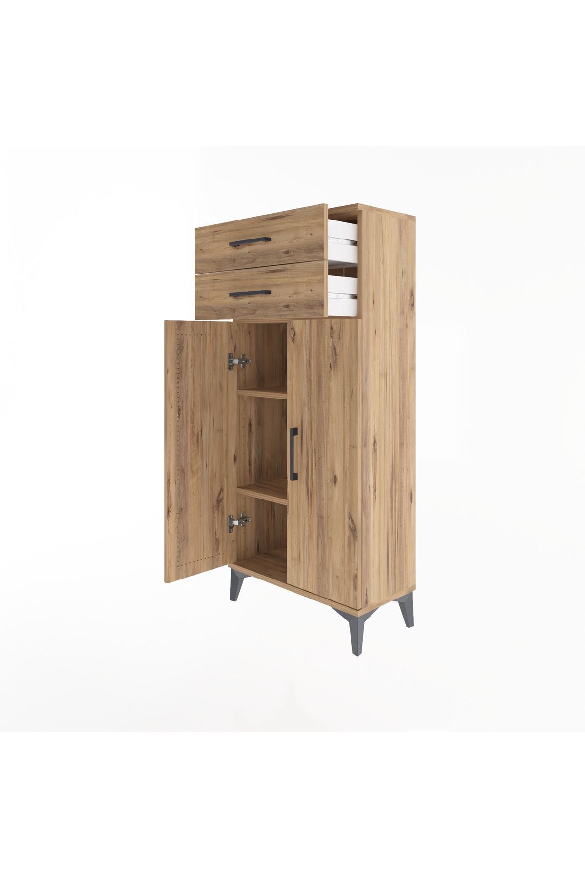 Arges Dolap 2 Raflı 2 Çekmeceli 2 Kapaklı 60x30x134 - S17M115V9A