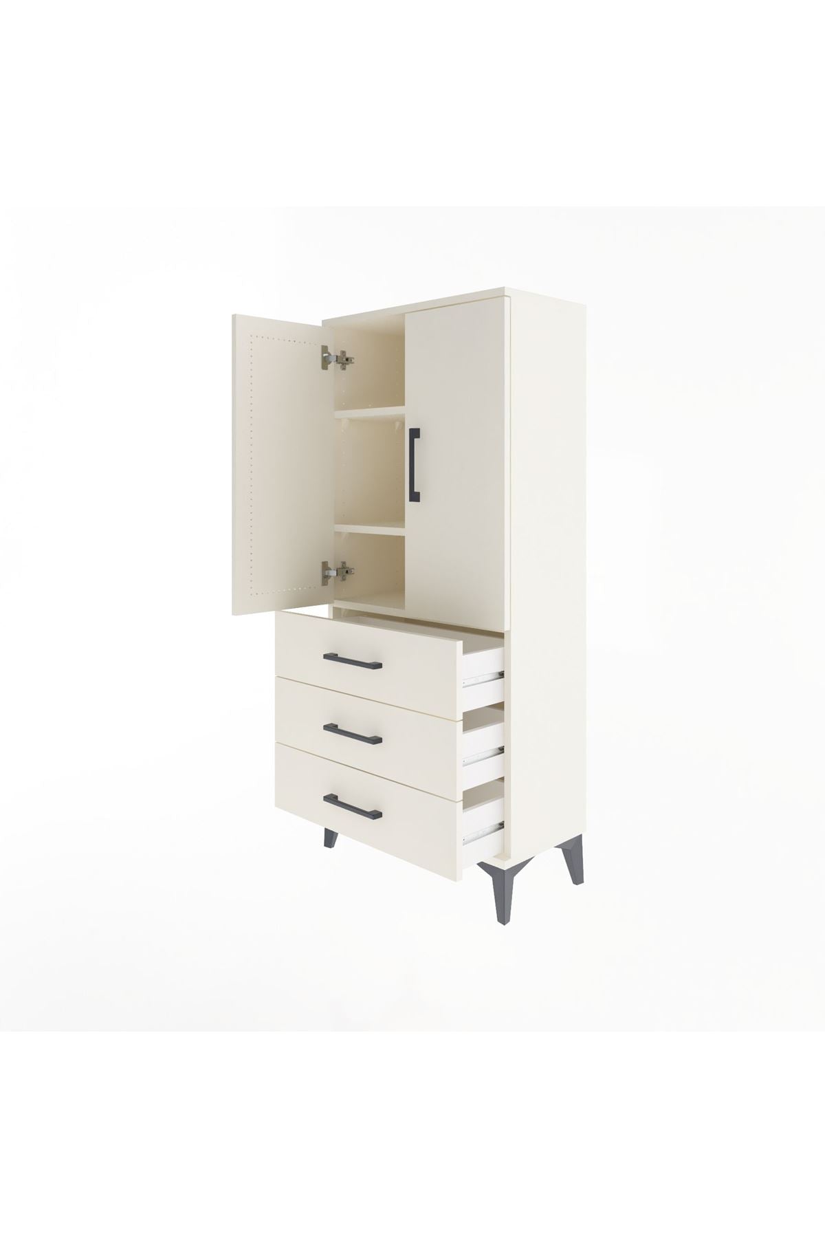 Arges Dolap 3 Raflı 3 Çekmeceli 2 Kapaklı 60x30x134 - S17M116V1A