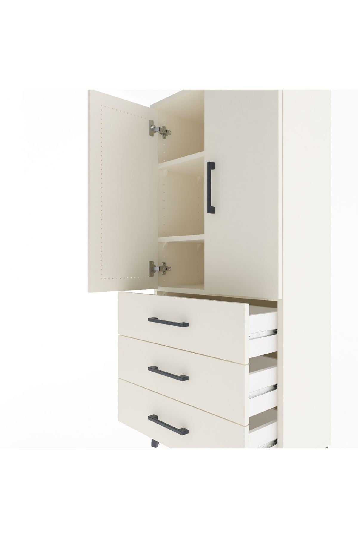 Arges Dolap 3 Raflı 3 Çekmeceli 2 Kapaklı 60x30x134 - S17M116V1A
