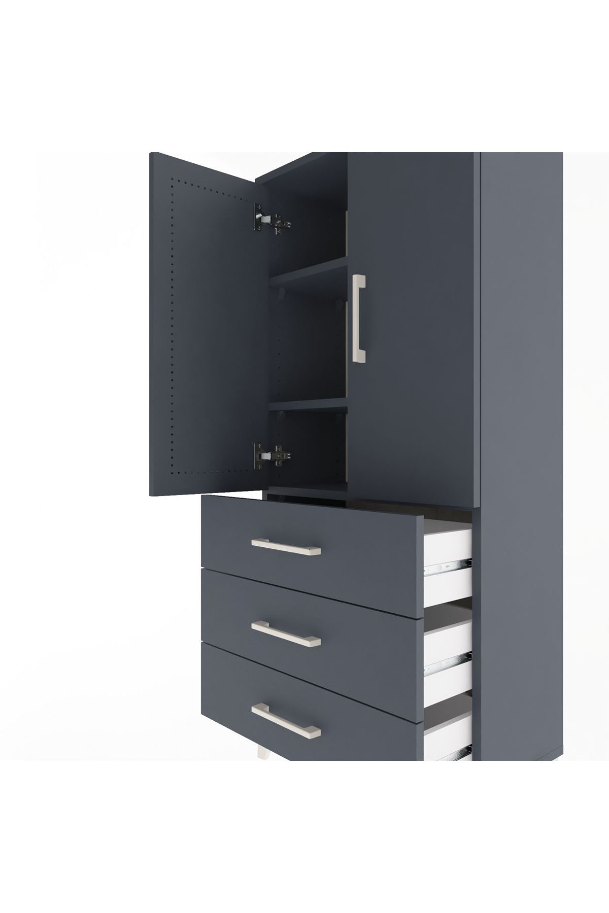 Arges Dolap 3 Raflı 3 Çekmeceli 2 Kapaklı 60x30x134 - S17M116V5A