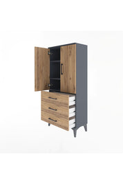 Arges Dolap 3 Raflı 3 Çekmeceli 2 Kapaklı 60x30x134 - S17M116V6A