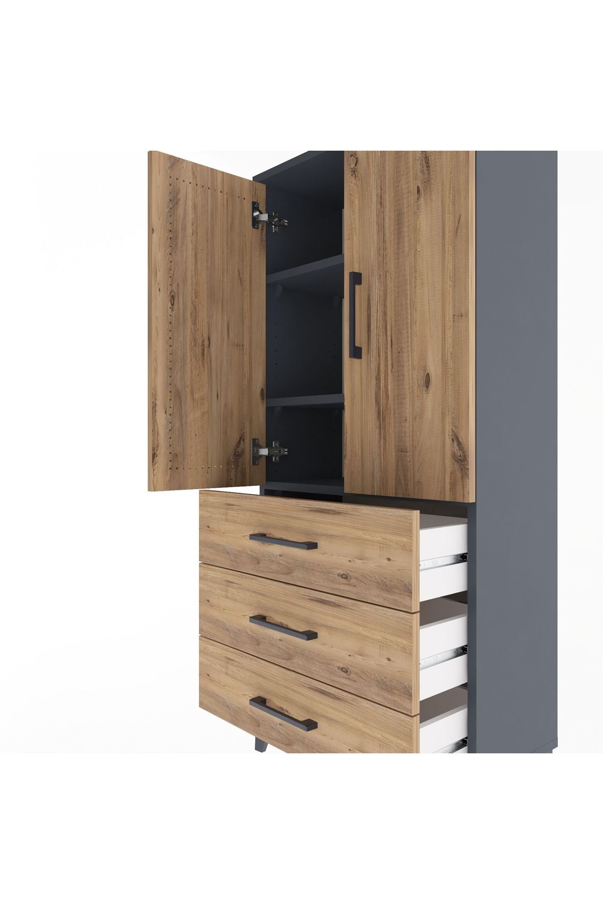 Arges Dolap 3 Raflı 3 Çekmeceli 2 Kapaklı 60x30x134 - S17M116V6A