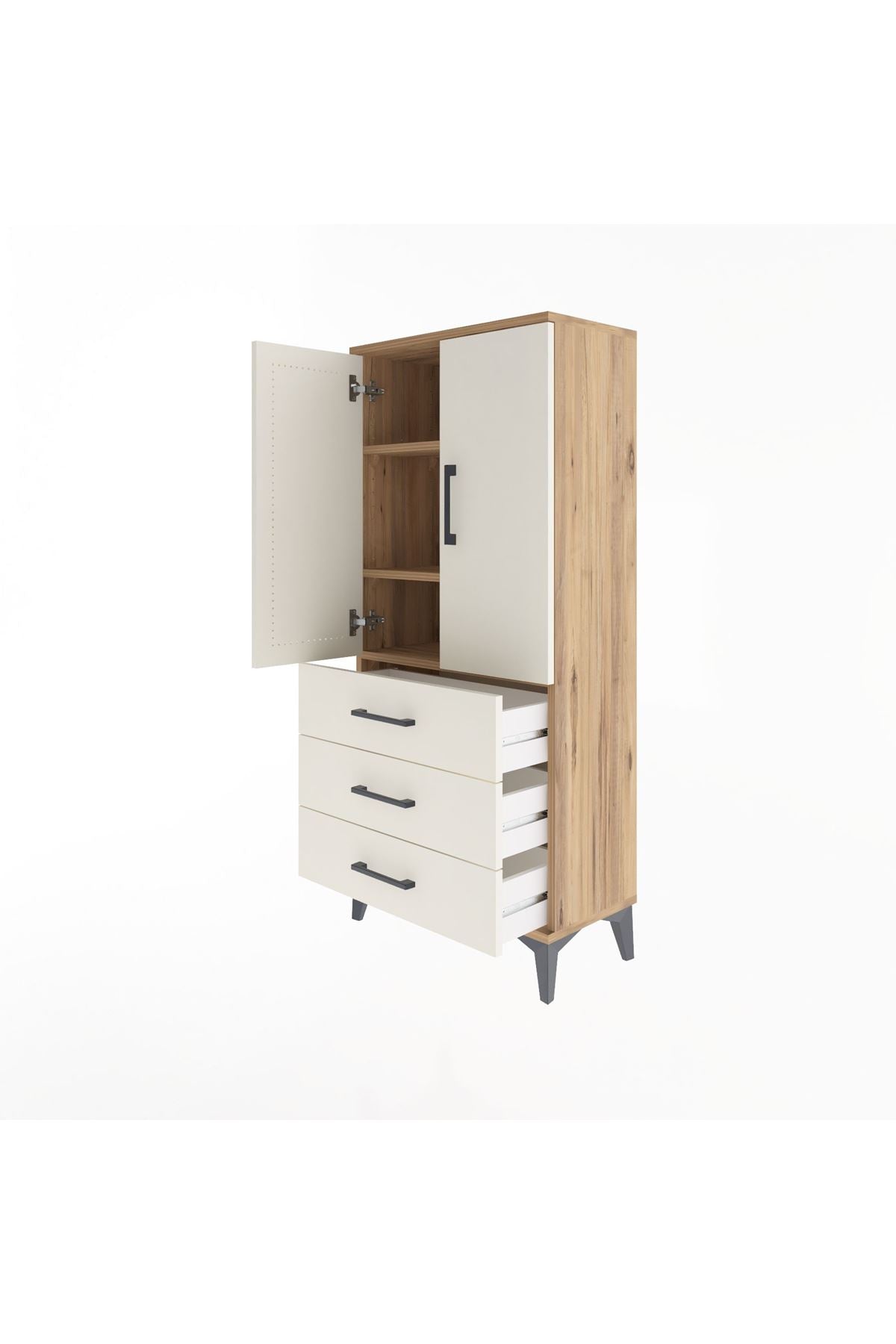 Arges Dolap 3 Raflı 3 Çekmeceli 2 Kapaklı 60x30x134 - S17M116V7A