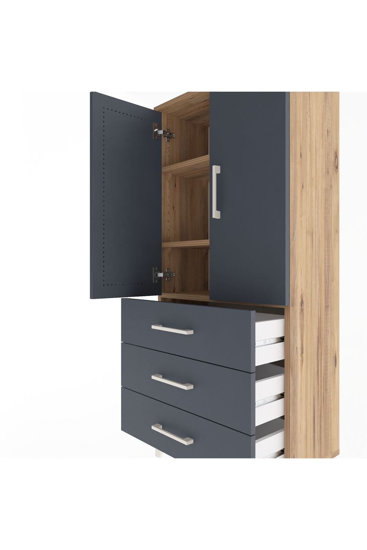 Arges Dolap 3 Raflı 3 Çekmeceli 2 Kapaklı 60x30x134 - S17M116V8A