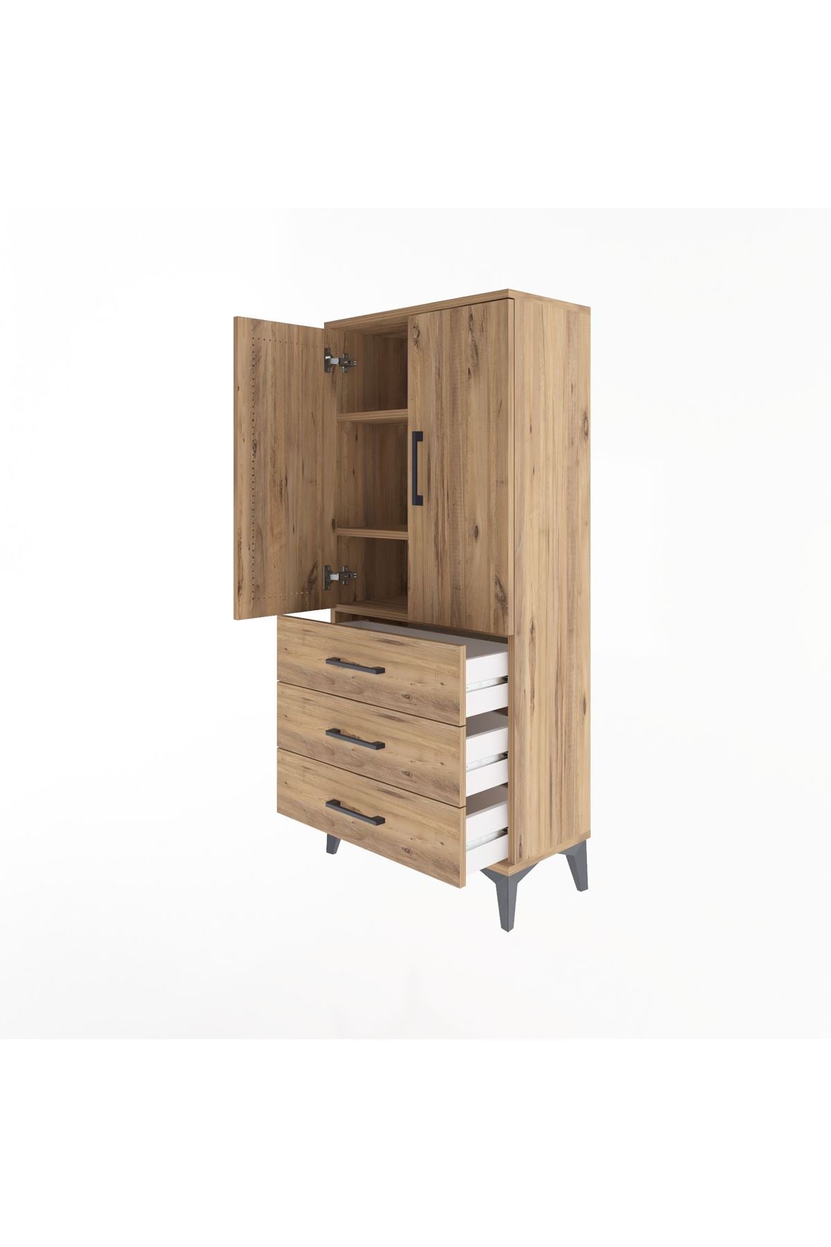 Arges Dolap 3 Raflı 3 Çekmeceli 2 Kapaklı 60x30x134 - S17M116V9A