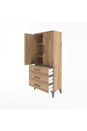 Arges Dolap 3 Raflı 3 Çekmeceli 2 Kapaklı 60x30x134 - S17M116V9A