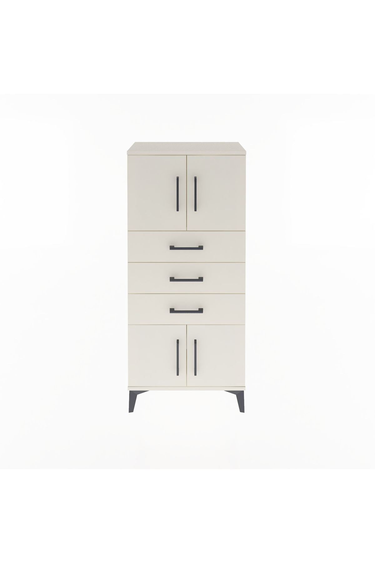 Arges Dolap Tek Raflı 3 Çekmeceli 4 Kapaklı 60x30x134 - S17M117V1A