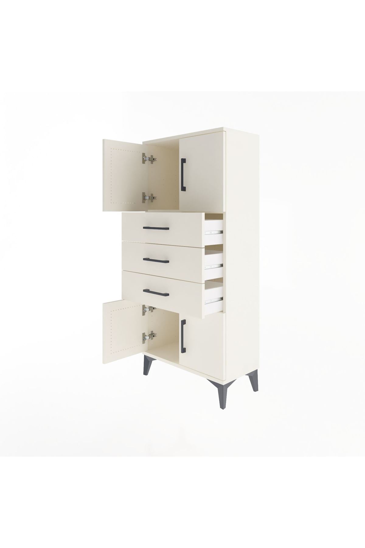 Arges Dolap Tek Raflı 3 Çekmeceli 4 Kapaklı 60x30x134 - S17M117V1A
