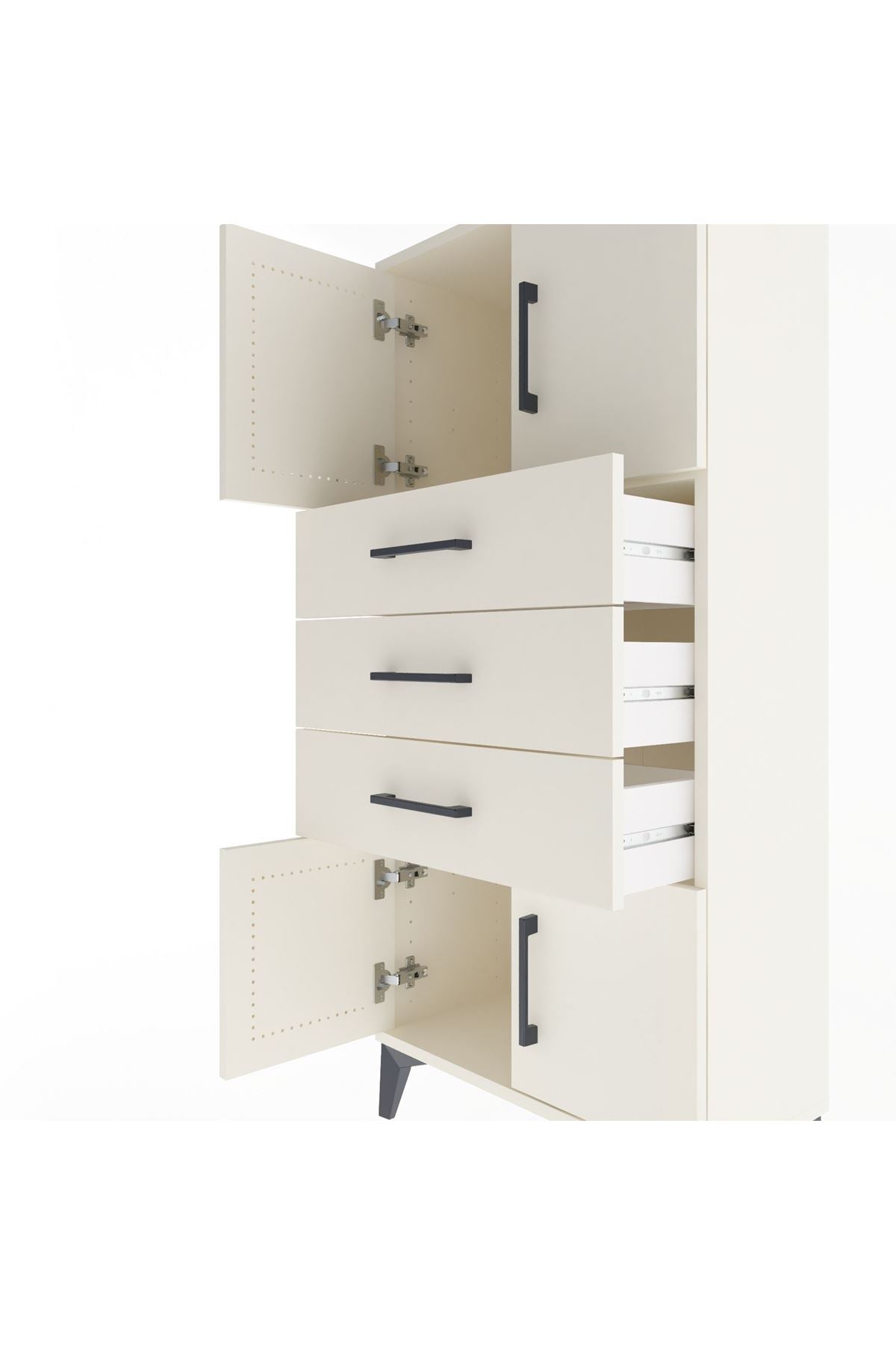 Arges Dolap Tek Raflı 3 Çekmeceli 4 Kapaklı 60x30x134 - S17M117V1A