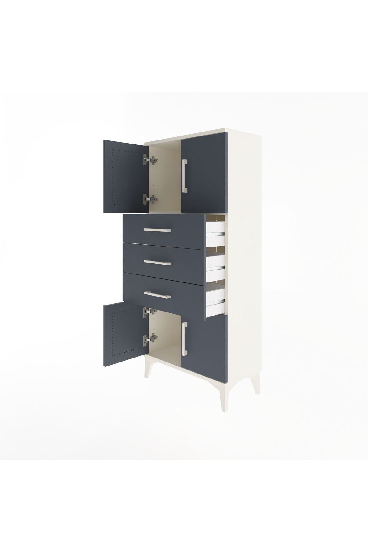 Arges Dolap Tek Raflı 3 Çekmeceli 4 Kapaklı 60x30x134 - S17M117V2A