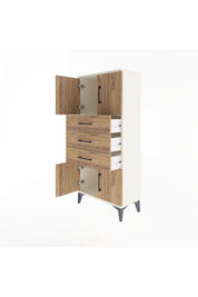 Arges Dolap Tek Raflı 3 Çekmeceli 4 Kapaklı 60x30x134 - S17M117V3A