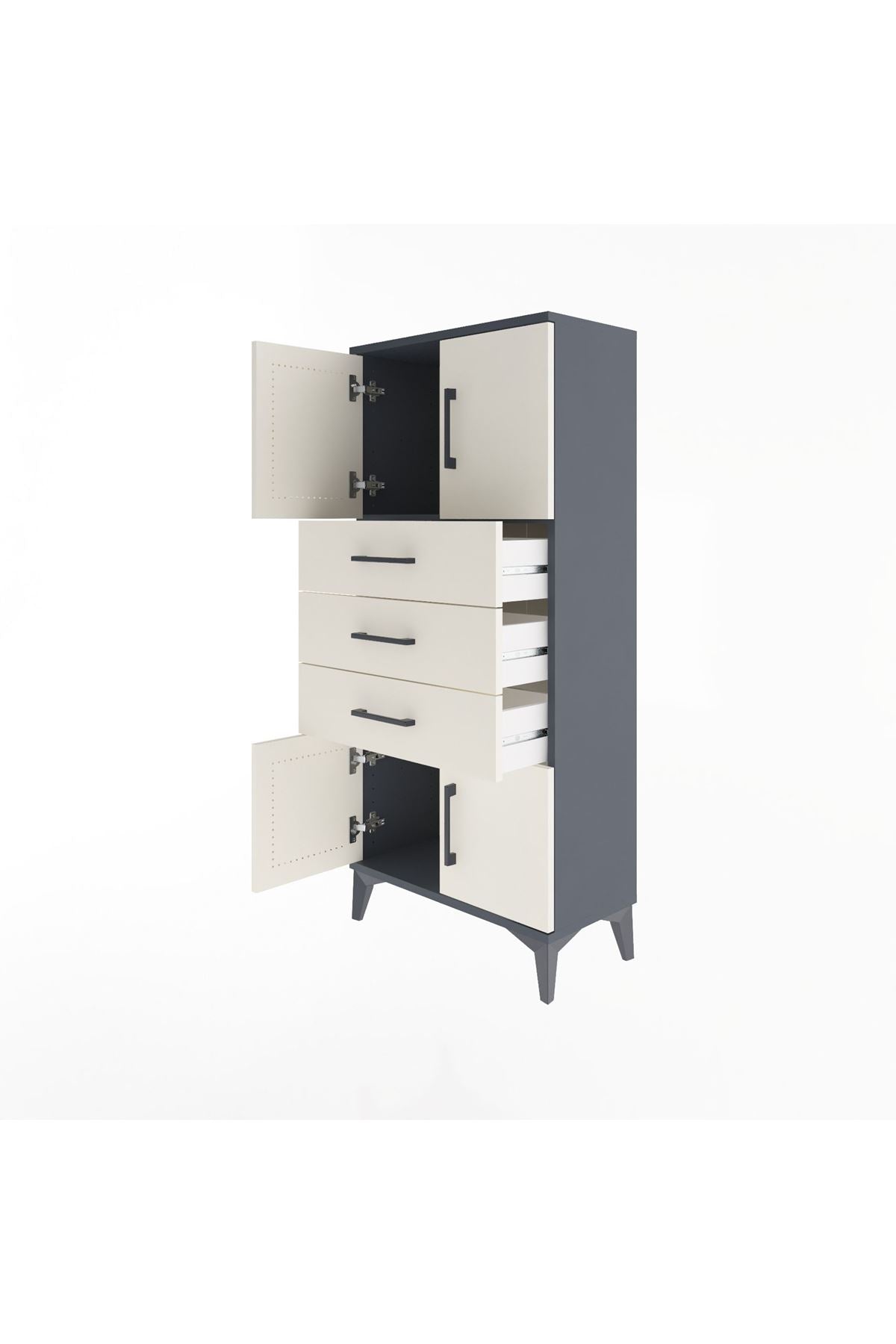 Arges Dolap Tek Raflı 3 Çekmeceli 4 Kapaklı 60x30x134 - S17M117V4A