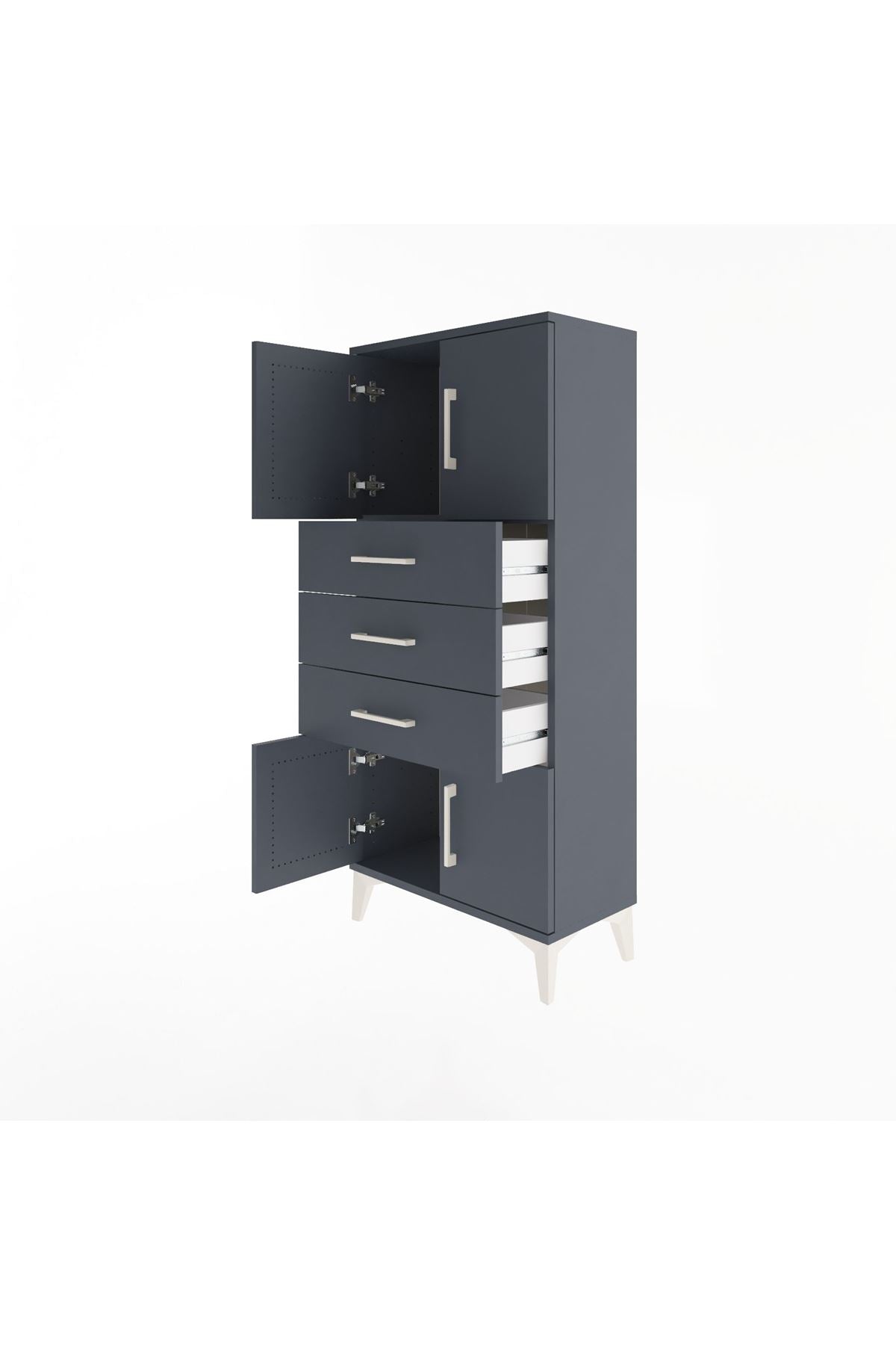 Arges Dolap Tek Raflı 3 Çekmeceli 4 Kapaklı 60x30x134 - S17M117V5A