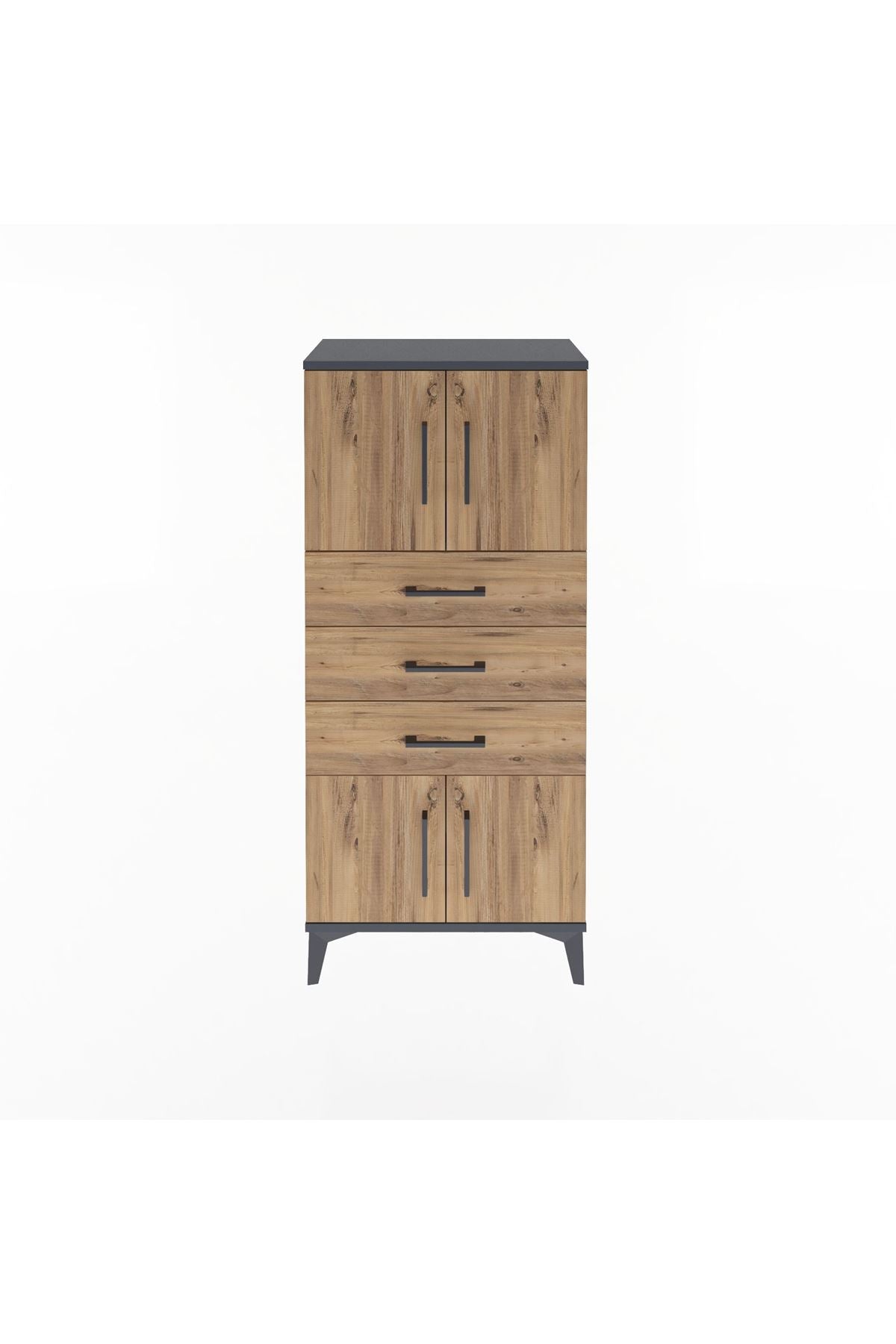 Arges Dolap Tek Raflı 3 Çekmeceli 4 Kapaklı 60x30x134 - S17M117V6A