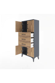 Arges Dolap Tek Raflı 3 Çekmeceli 4 Kapaklı 60x30x134 - S17M117V6A