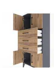 Arges Dolap Tek Raflı 3 Çekmeceli 4 Kapaklı 60x30x134 - S17M117V6A