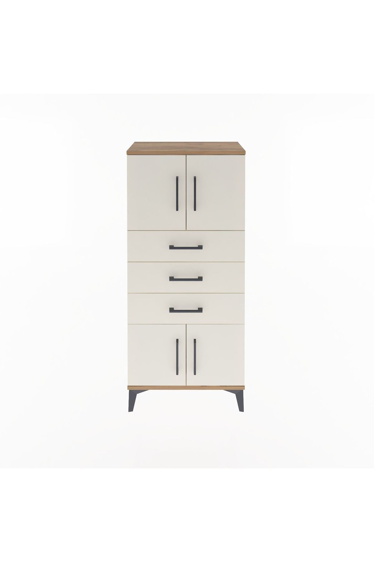 Arges Dolap Tek Raflı 3 Çekmeceli 4 Kapaklı 60x30x134 - S17M117V7A