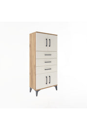 Arges Dolap Tek Raflı 3 Çekmeceli 4 Kapaklı 60x30x134 - S17M117V7A