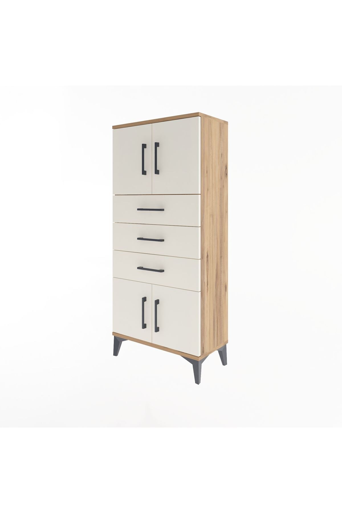 Arges Dolap Tek Raflı 3 Çekmeceli 4 Kapaklı 60x30x134 - S17M117V7A