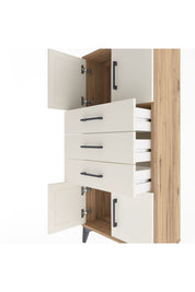 Arges Dolap Tek Raflı 3 Çekmeceli 4 Kapaklı 60x30x134 - S17M117V7A