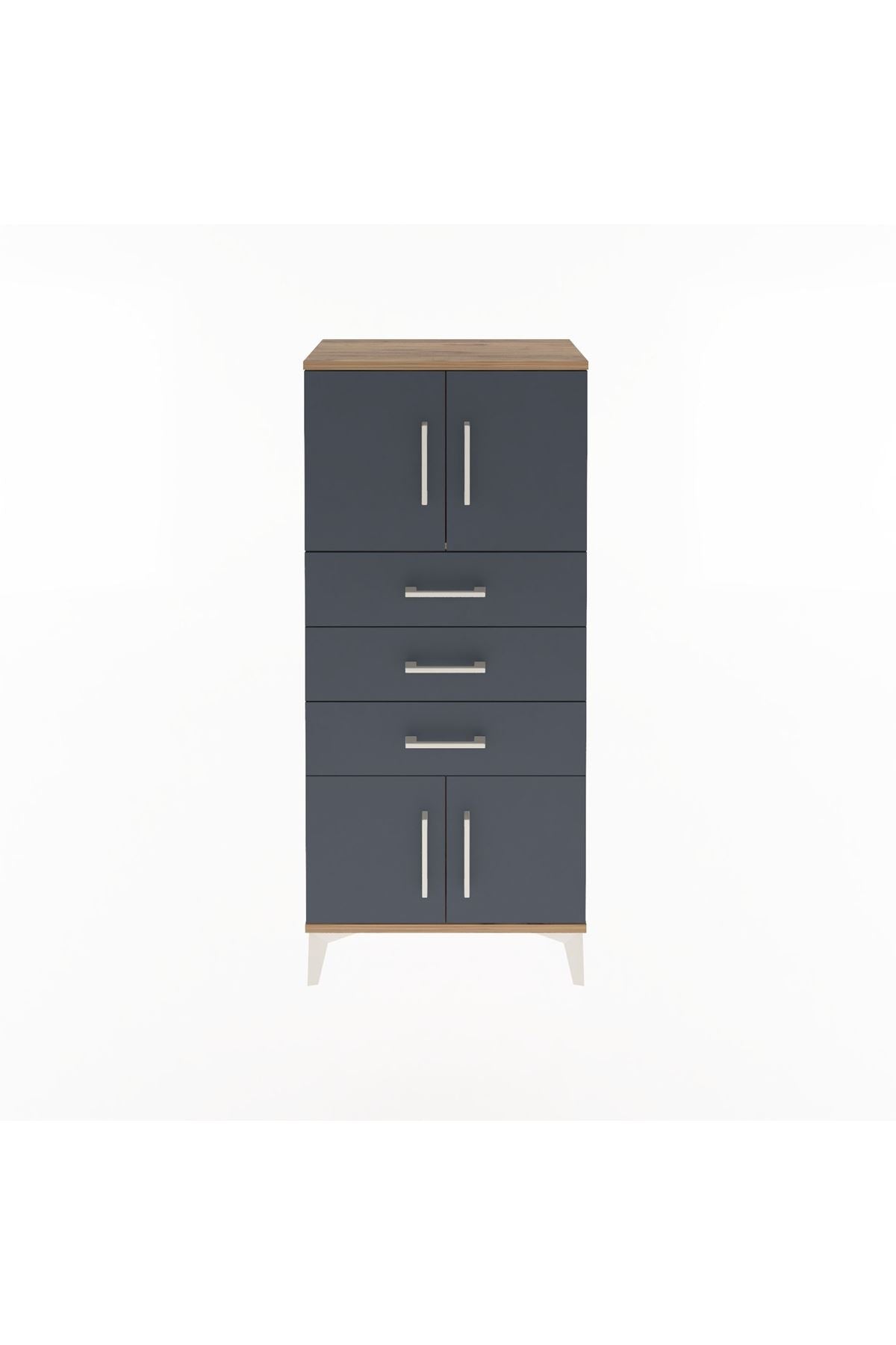 Arges Dolap Tek Raflı 3 Çekmeceli 4 Kapaklı 60x30x134 - S17M117V8A