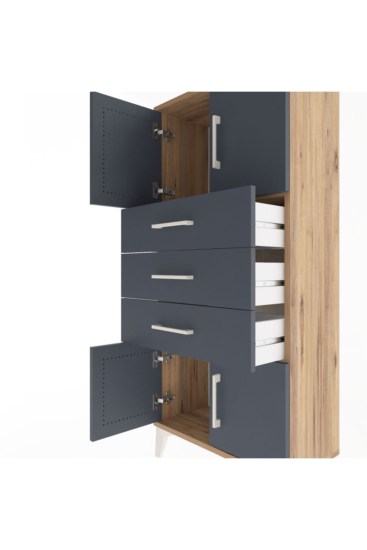 Arges Dolap Tek Raflı 3 Çekmeceli 4 Kapaklı 60x30x134 - S17M117V8A