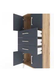 Arges Dolap Tek Raflı 3 Çekmeceli 4 Kapaklı 60x30x134 - S17M117V8A