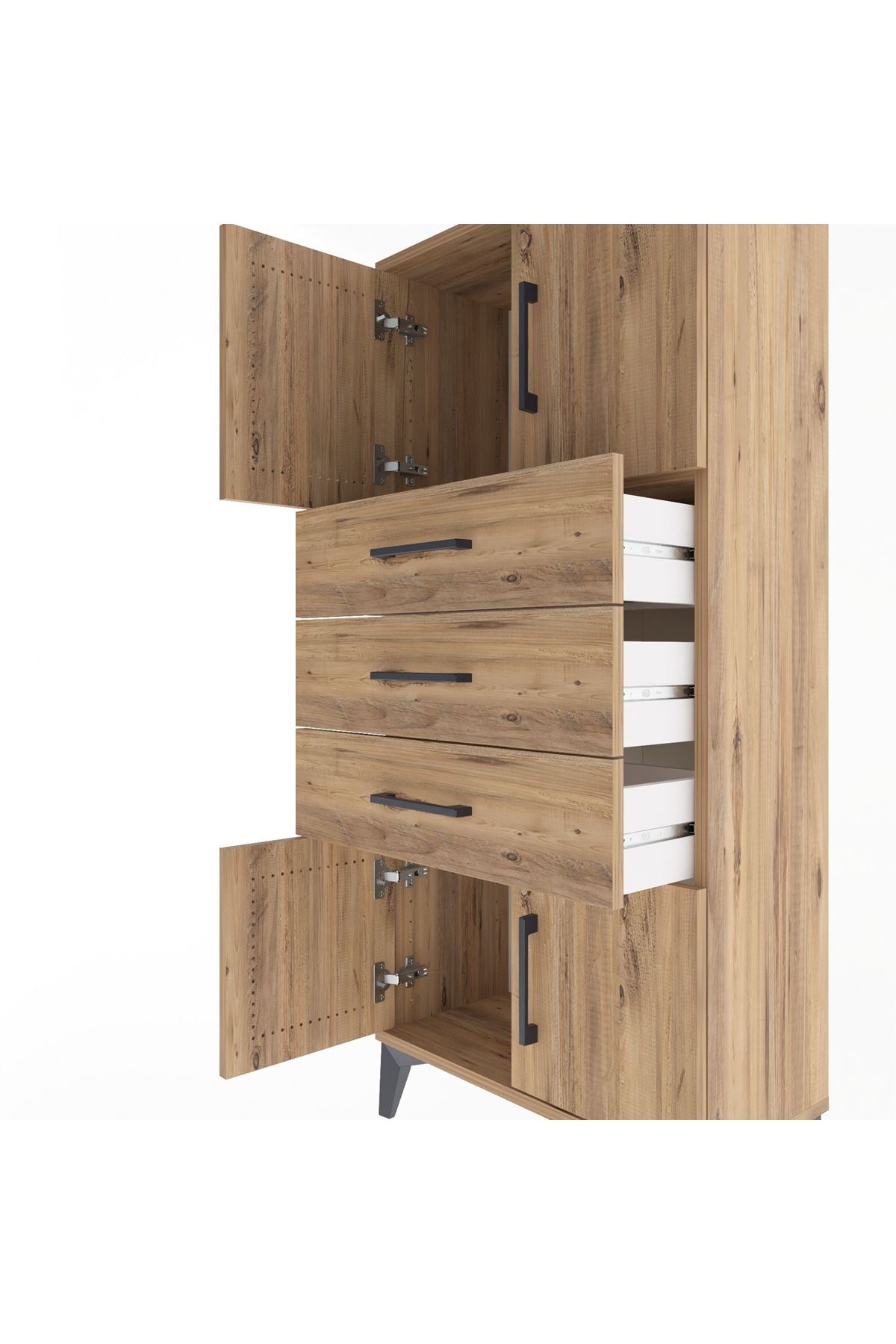 Arges Dolap Tek Raflı 3 Çekmeceli 4 Kapaklı 60x30x134 - S17M117V9A