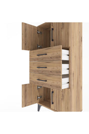 Arges Dolap Tek Raflı 3 Çekmeceli 4 Kapaklı 60x30x134 - S17M117V9A