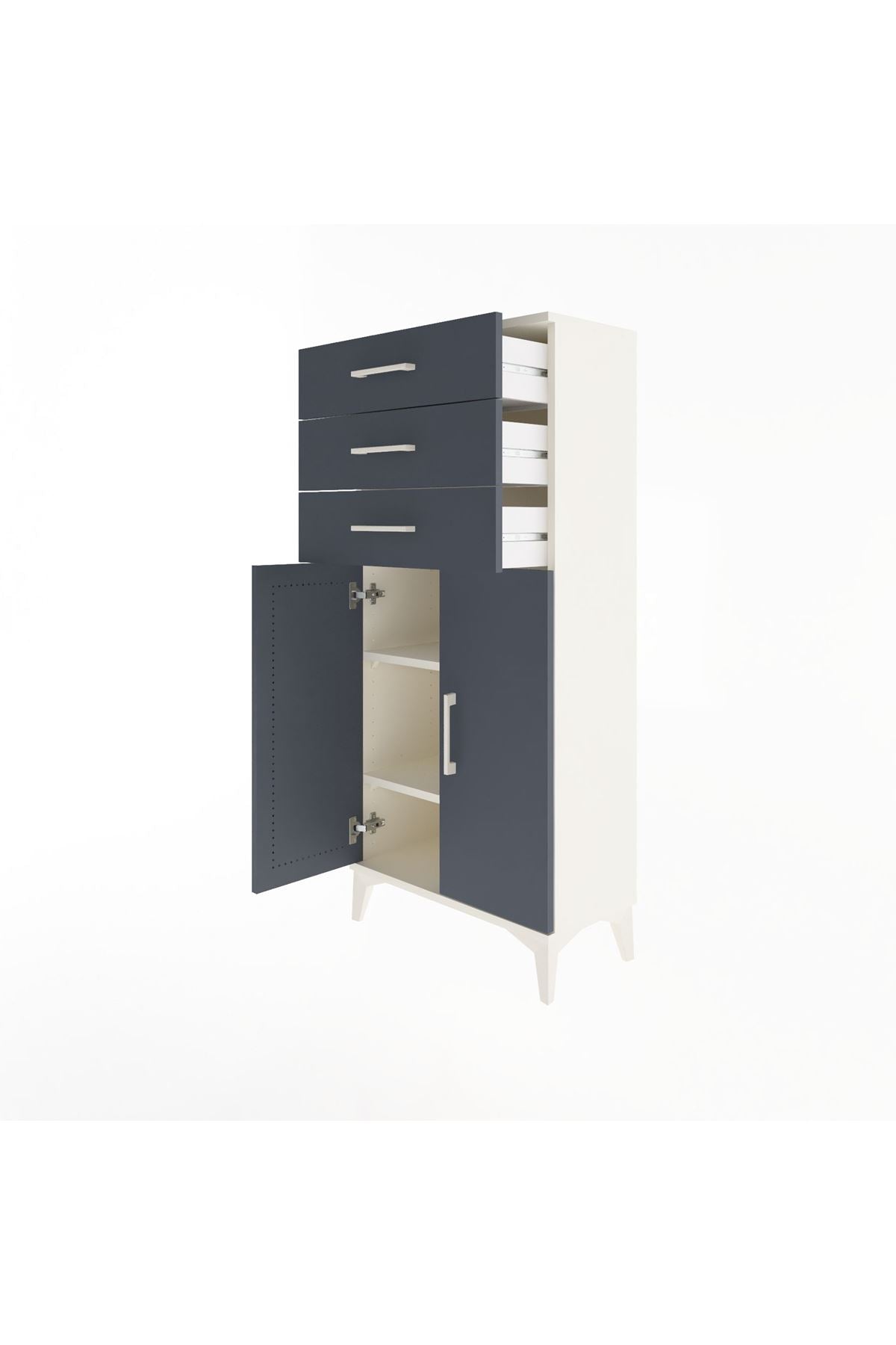 Arges Dolap 2 Raflı 3 Çekmeceli 2 Kapaklı 60x30x134 - S17M118V2A