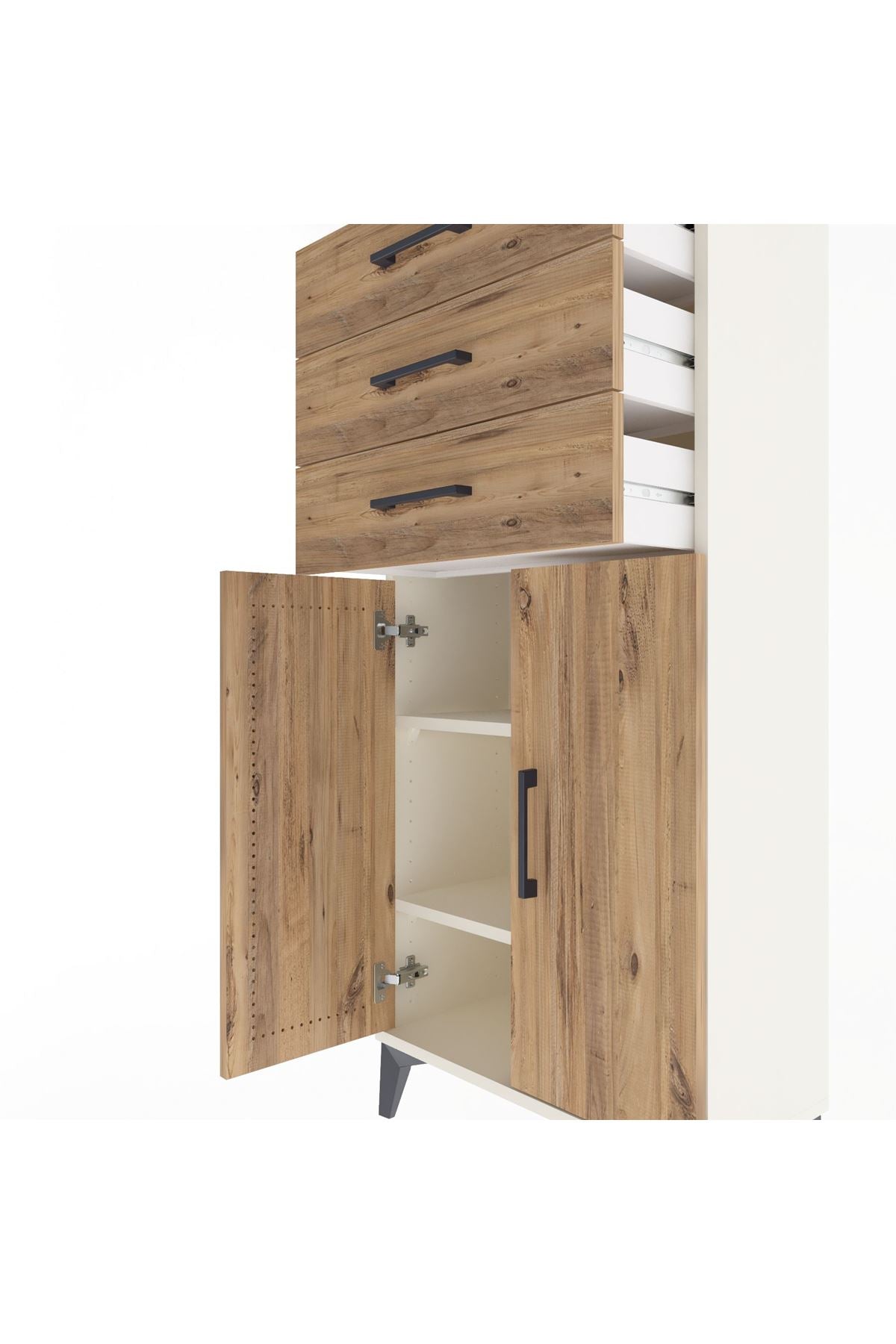 Arges Dolap 2 Raflı 3 Çekmeceli 2 Kapaklı 60x30x134 - S17M118V3A