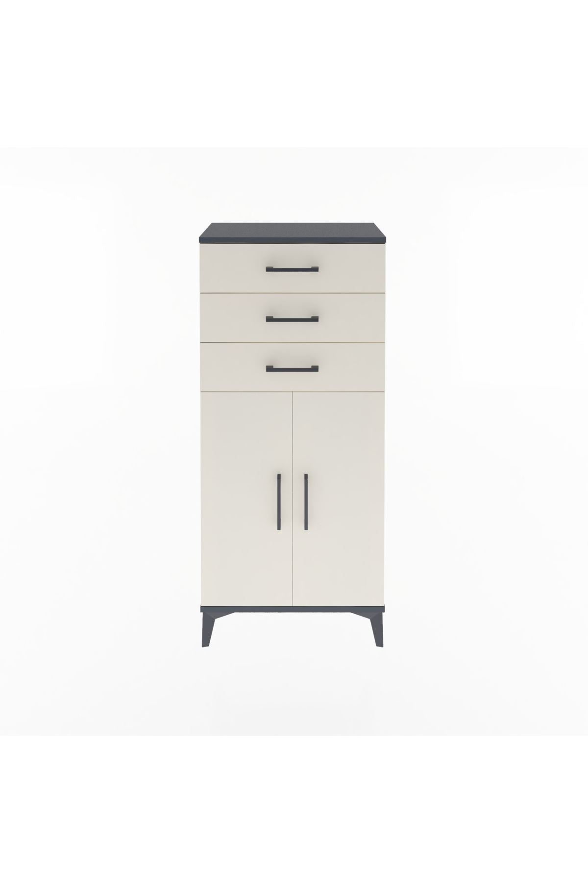 Arges Dolap 2 Raflı 3 Çekmeceli 2 Kapaklı 60x30x134 - S17M118V4A