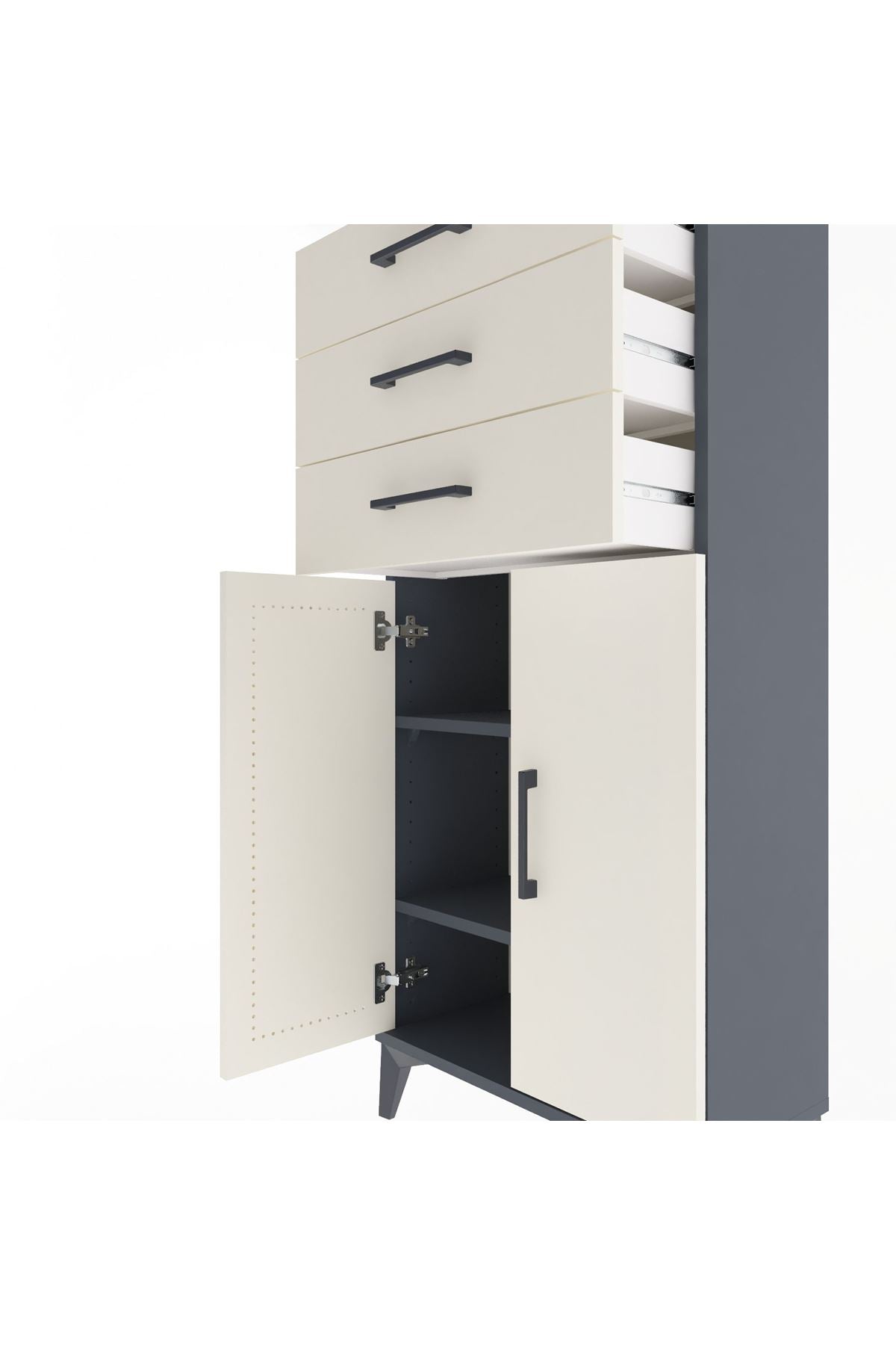 Arges Dolap 2 Raflı 3 Çekmeceli 2 Kapaklı 60x30x134 - S17M118V4A