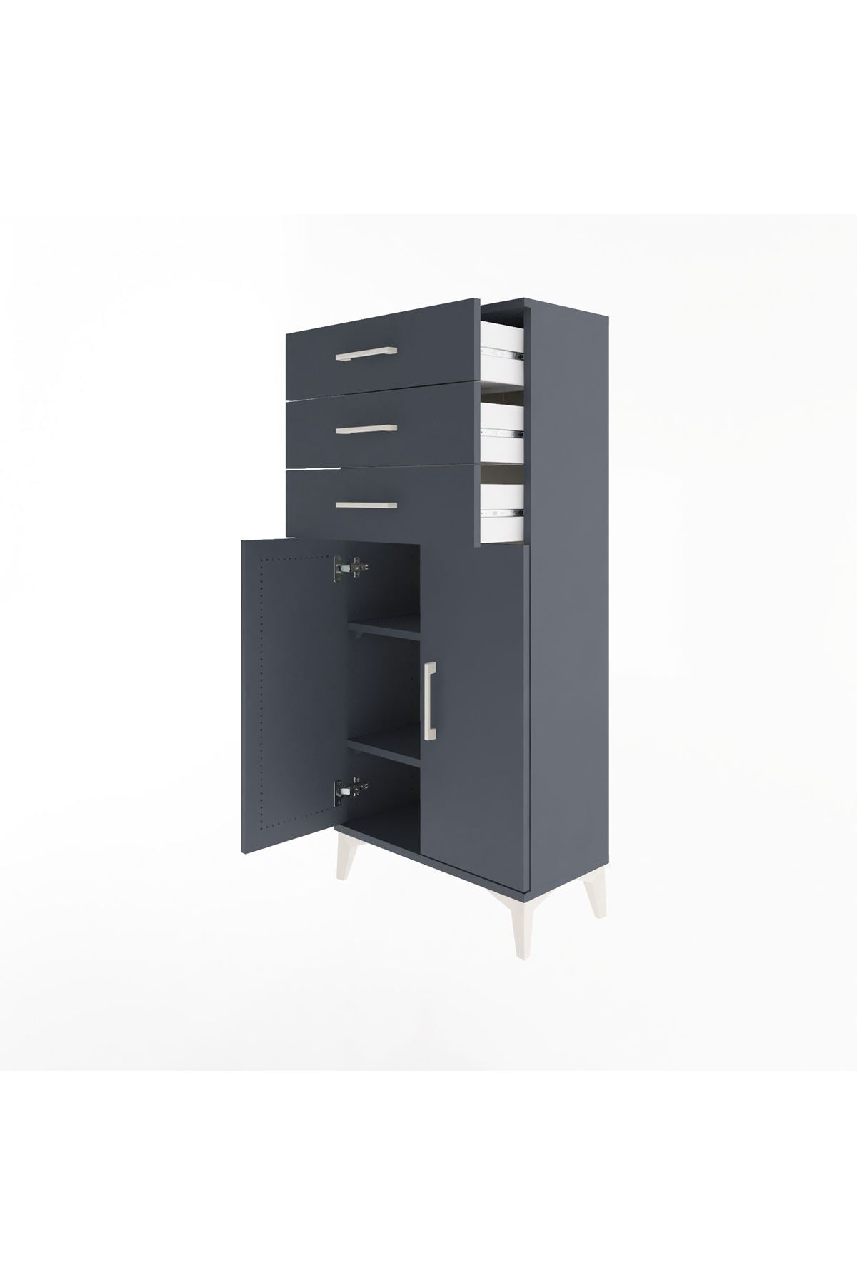 Arges Dolap 2 Raflı 3 Çekmeceli 2 Kapaklı 60x30x134 - S17M118V5A