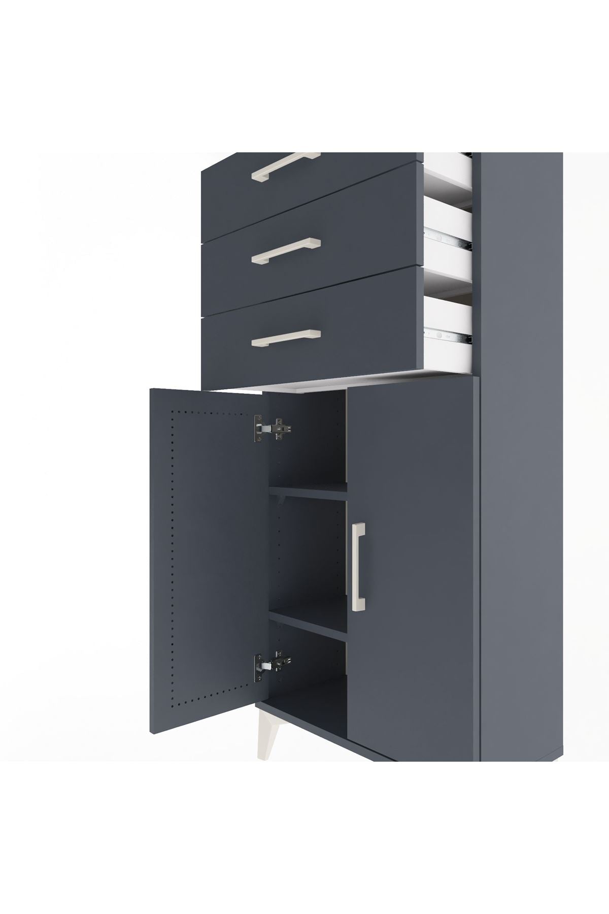 Arges Dolap 2 Raflı 3 Çekmeceli 2 Kapaklı 60x30x134 - S17M118V5A