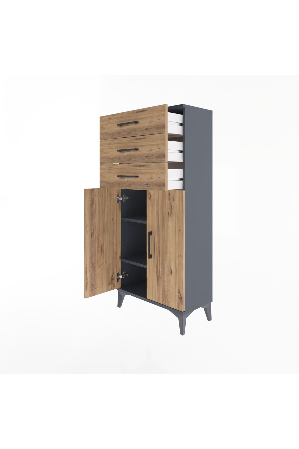 Arges Dolap 2 Raflı 3 Çekmeceli 2 Kapaklı 60x30x134 - S17M118V6A
