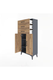 Arges Dolap 2 Raflı 3 Çekmeceli 2 Kapaklı 60x30x134 - S17M118V6A