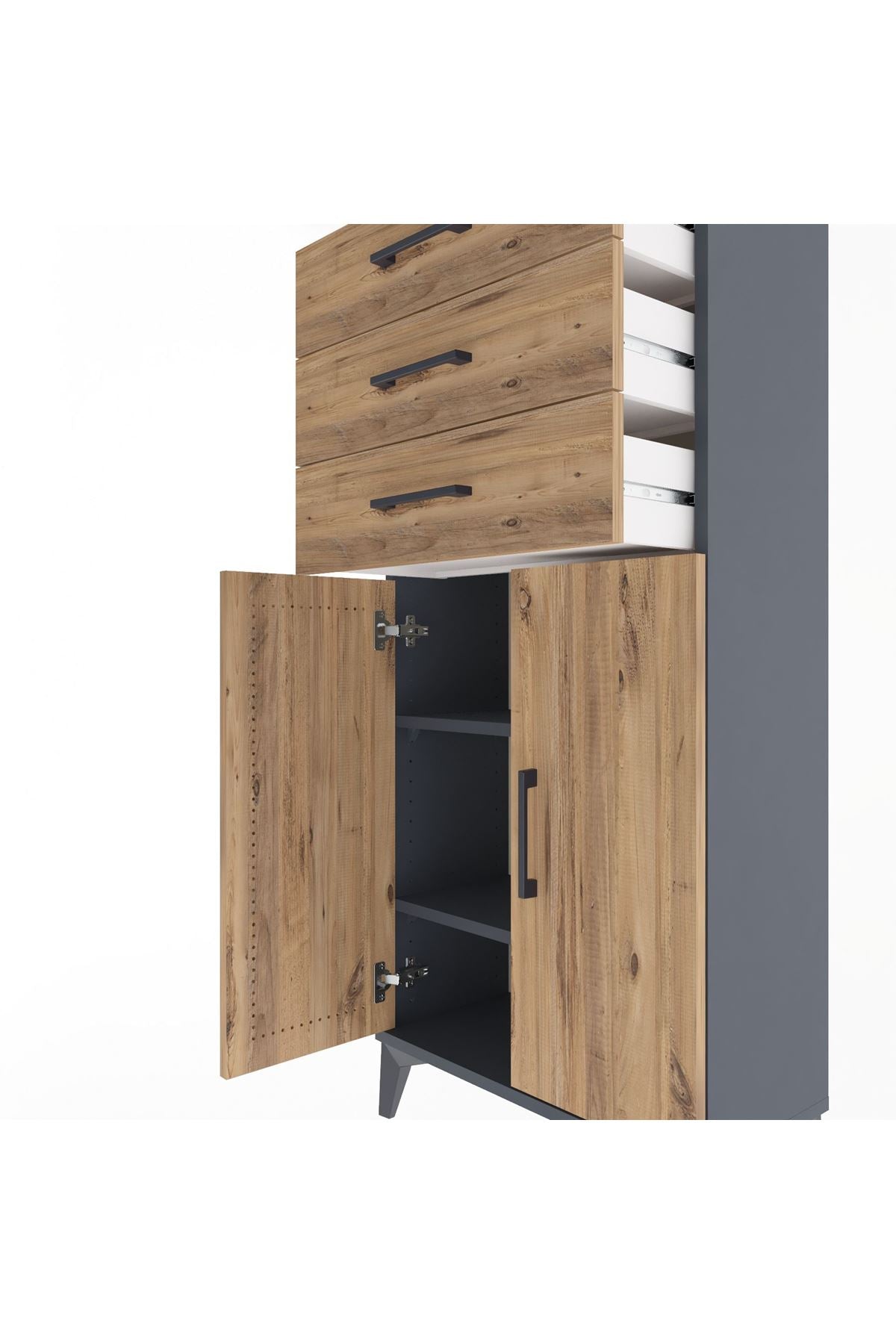 Arges Dolap 2 Raflı 3 Çekmeceli 2 Kapaklı 60x30x134 - S17M118V6A