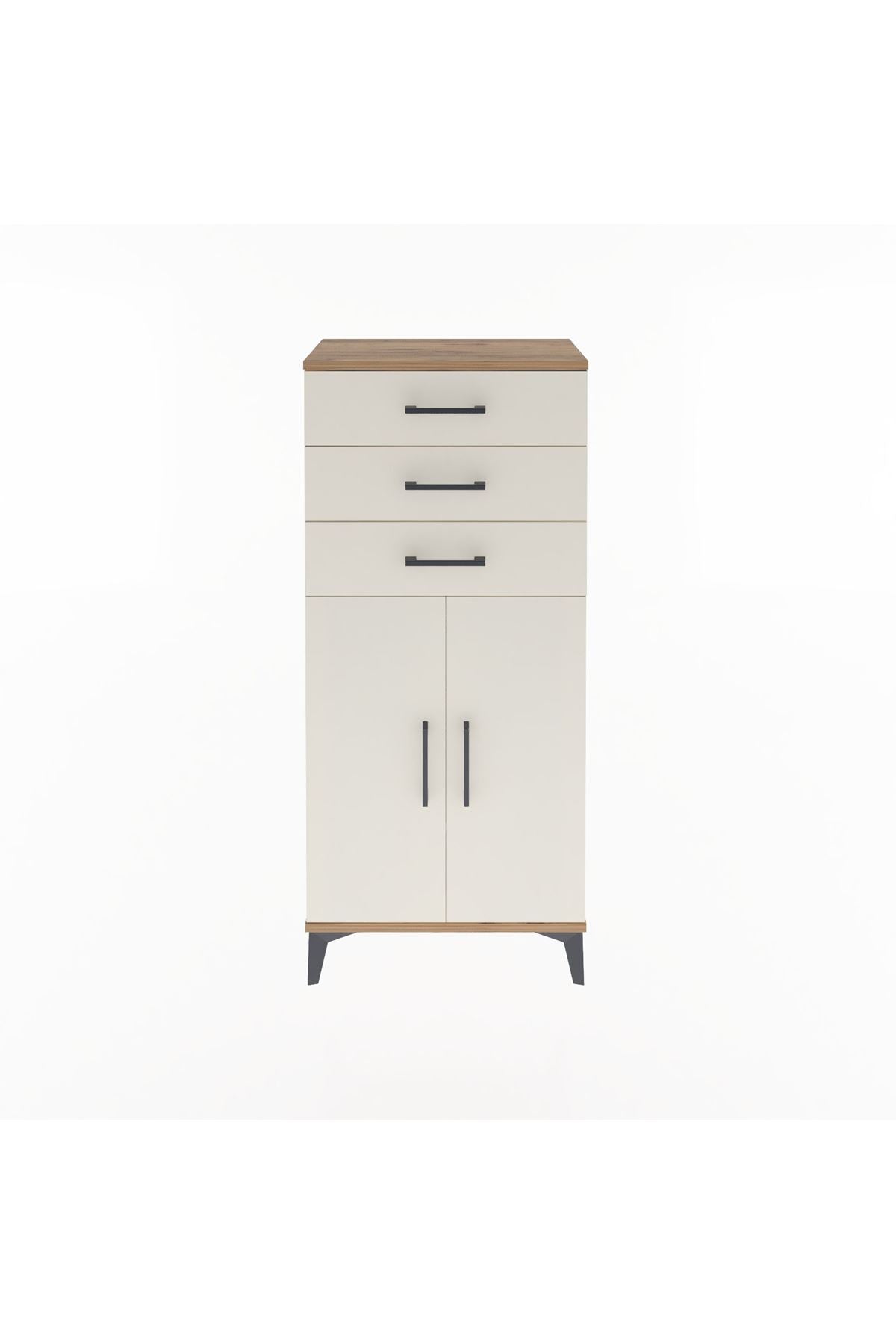 Arges Dolap 2 Raflı 3 Çekmeceli 2 Kapaklı 60x30x134 - S17M118V7A