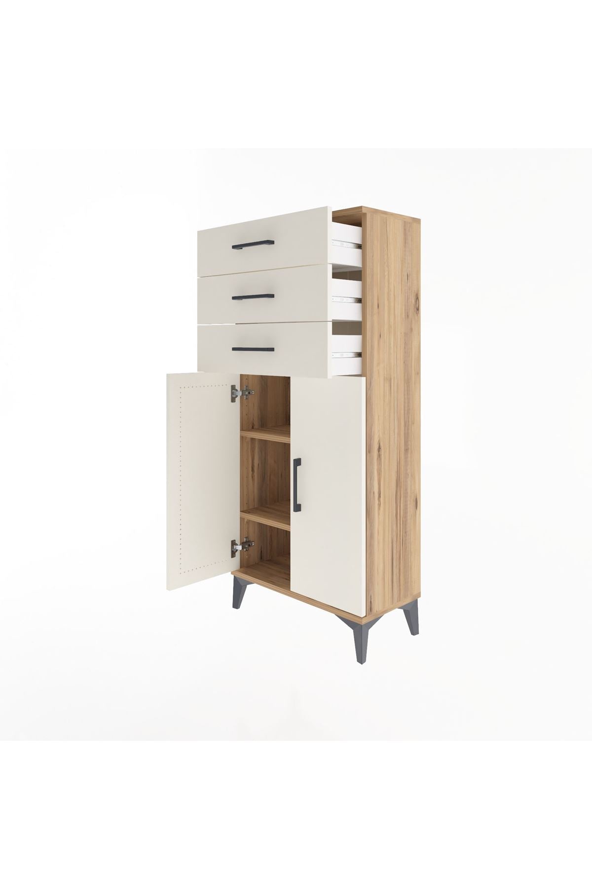 Arges Dolap 2 Raflı 3 Çekmeceli 2 Kapaklı 60x30x134 - S17M118V7A