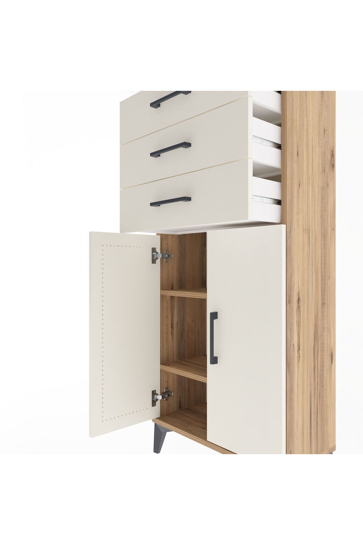 Arges Dolap 2 Raflı 3 Çekmeceli 2 Kapaklı 60x30x134 - S17M118V7A