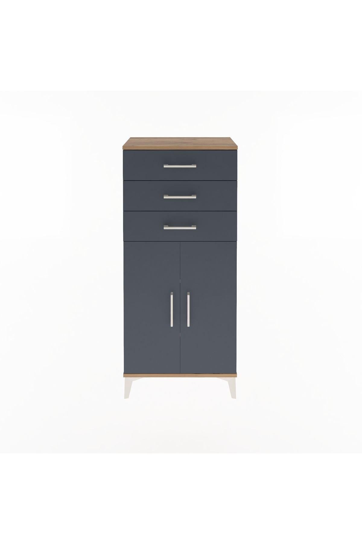 Arges Dolap 2 Raflı 3 Çekmeceli 2 Kapaklı 60x30x134 - S17M118V8A