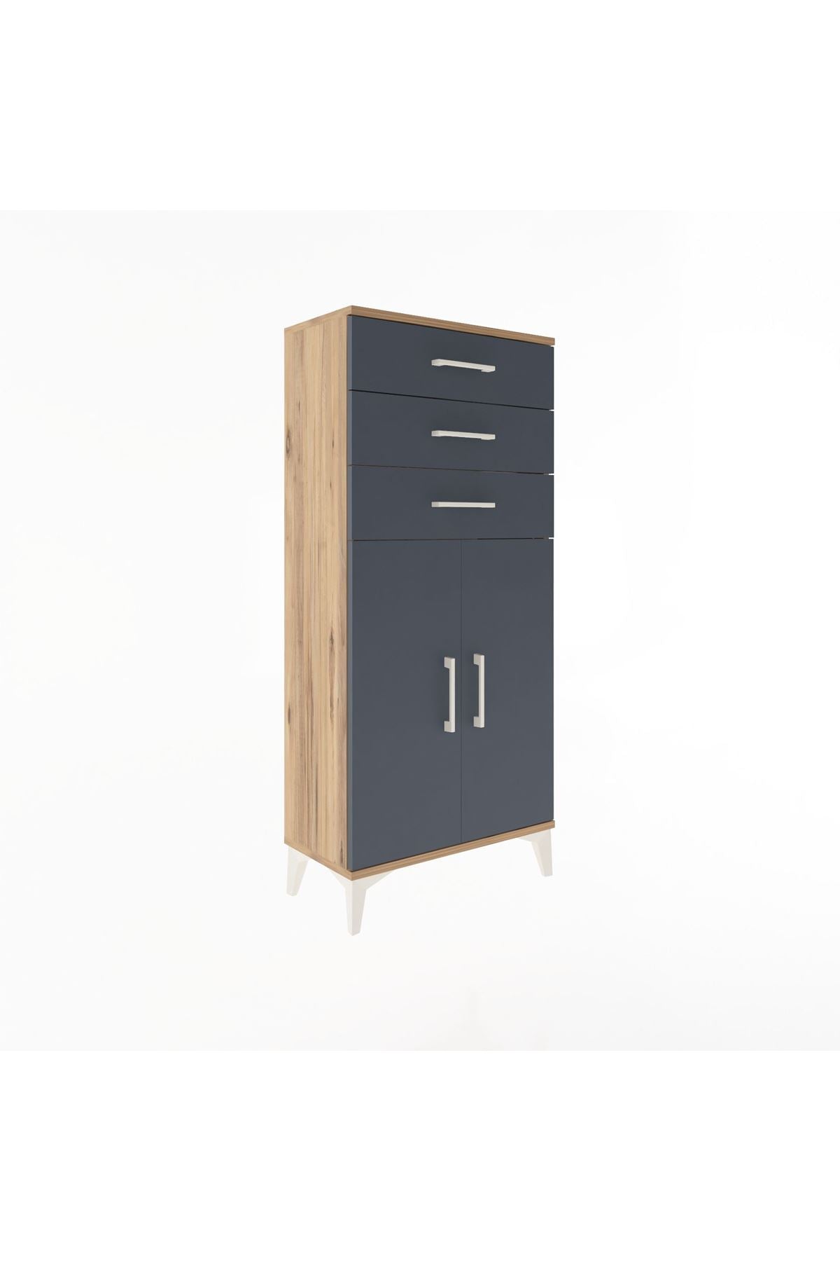 Arges Dolap 2 Raflı 3 Çekmeceli 2 Kapaklı 60x30x134 - S17M118V8A