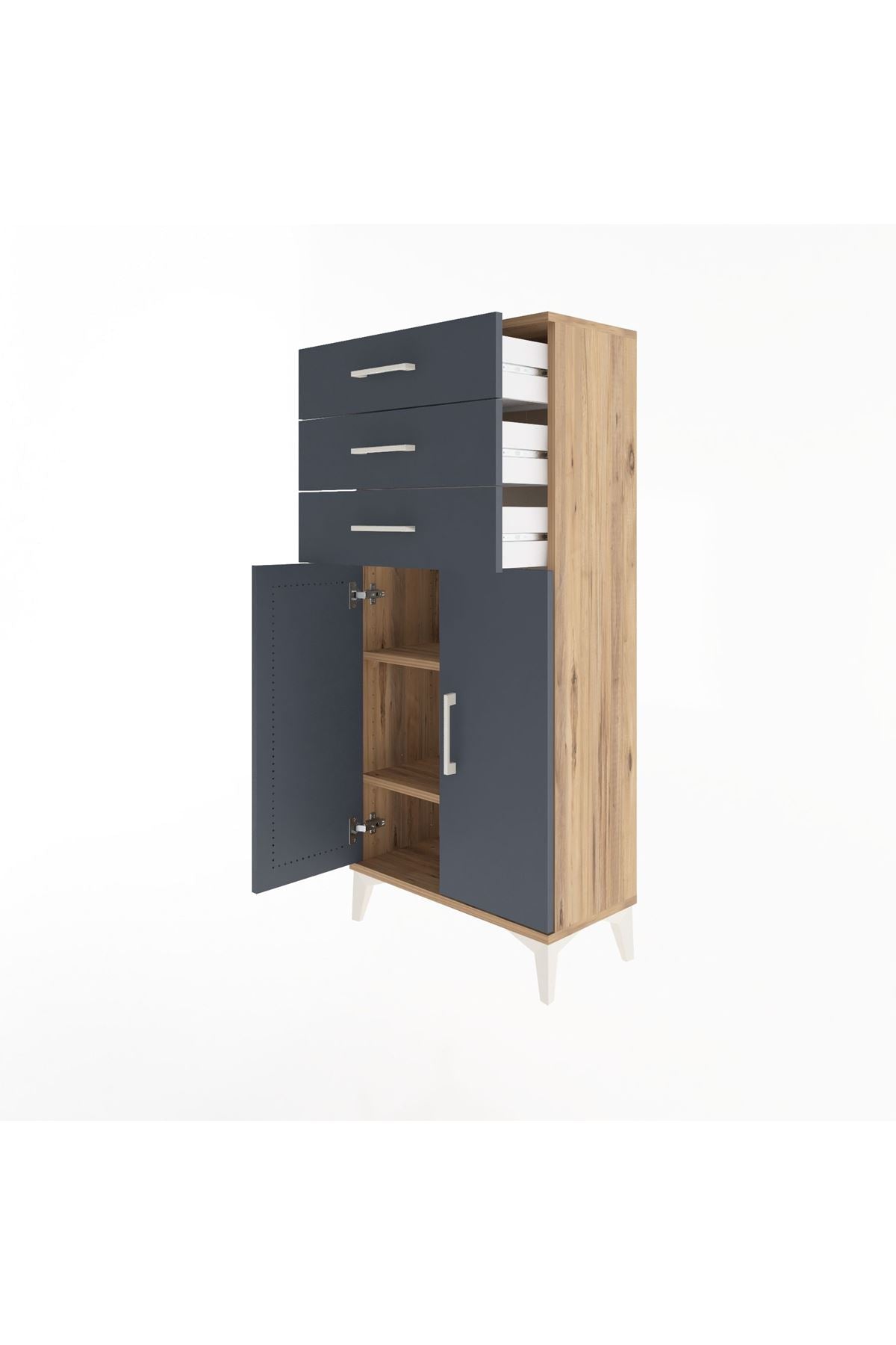 Arges Dolap 2 Raflı 3 Çekmeceli 2 Kapaklı 60x30x134 - S17M118V8A