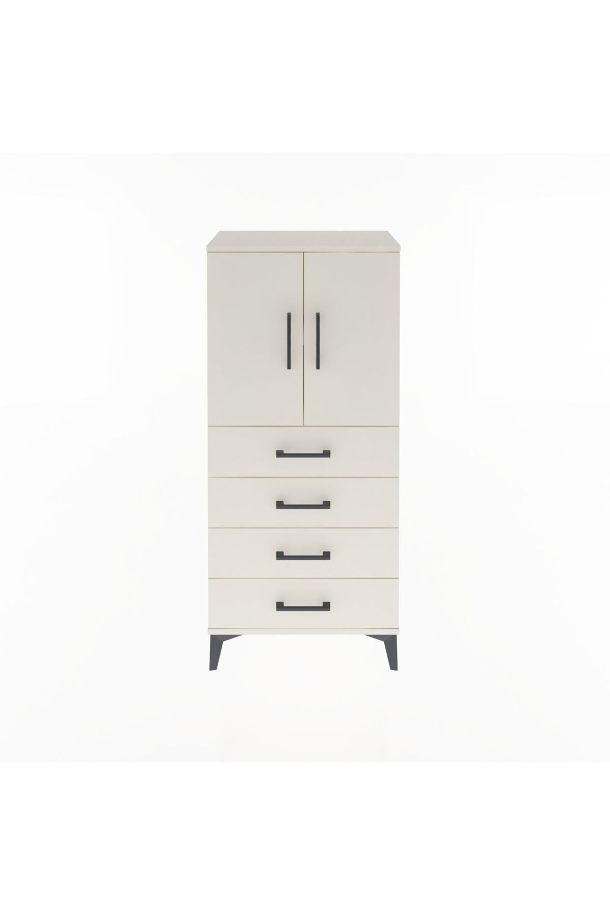 Arges Dolap 2 Raflı 4 Çekmeceli 2 Kapaklı 60x30x134 - S17M119V1A
